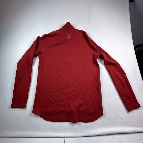 Ibex Pullover Mens Large Red 1/2 Zip Sweater Mock Neck Curve Hem Raglan Sleeve - Picture 7 of 11
